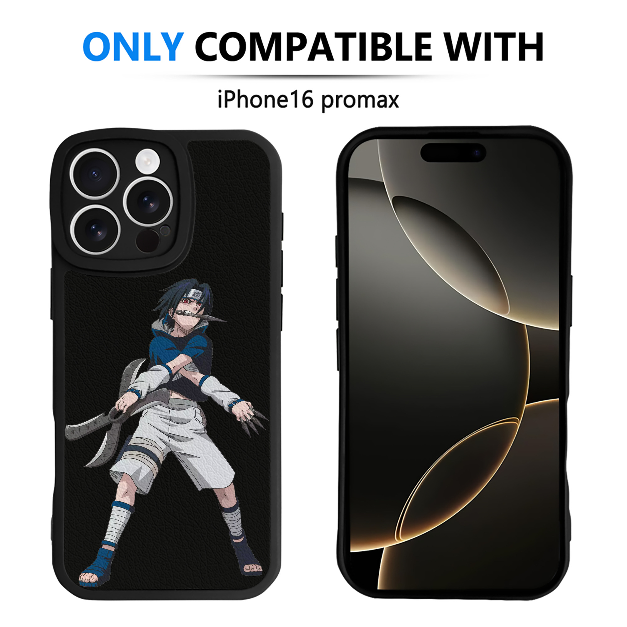 （画像用） NARUTO -ナルト- うちは サスケ Uchiha Sasuke 【iPhone 16シリーズ対応】シリコンスマホケース（レザー調） 材質：シリコン